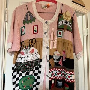 Susan Bristol heirloom summer sweater Pink Ice Cream Themed Cardigan